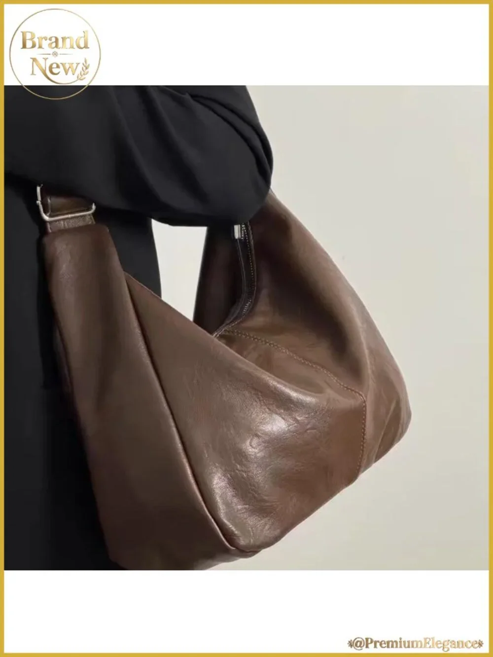 Vintage Soft Leather Hobo Tote Bag, Large Capacity Adjustable Strap Underarm
